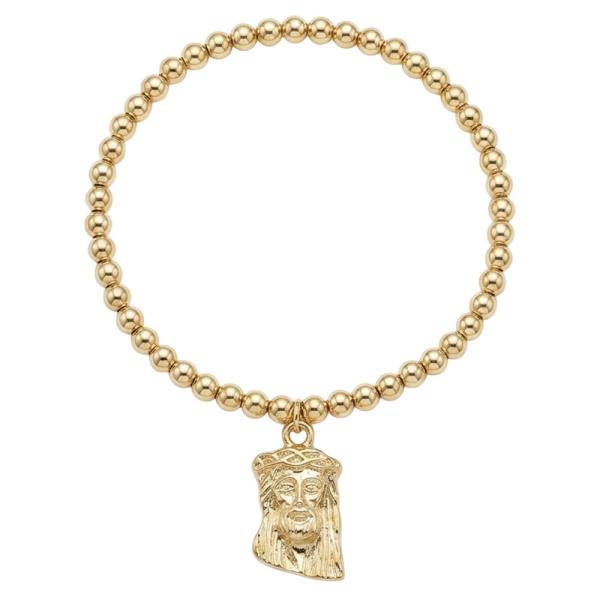 JESUS FACE STAINLESS STEEL BALL STRETCH BRACELET