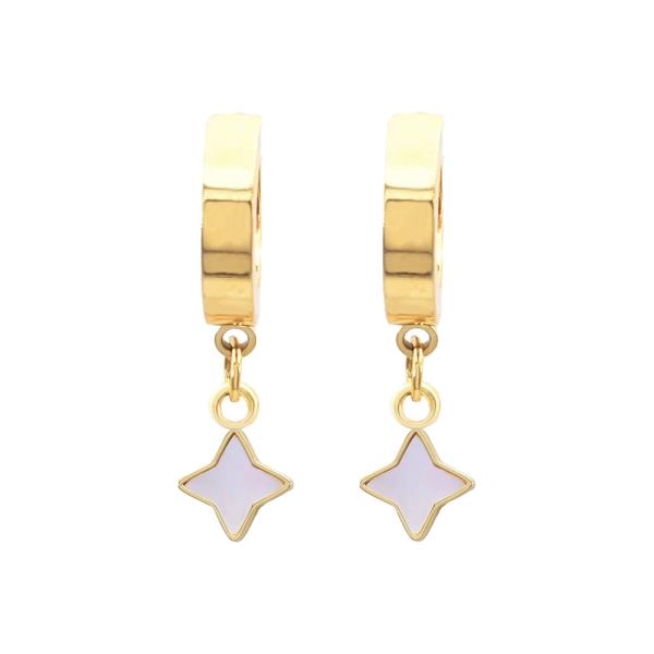 STAR MOP STAINLESS STEEL HUGGIE EARRINGS