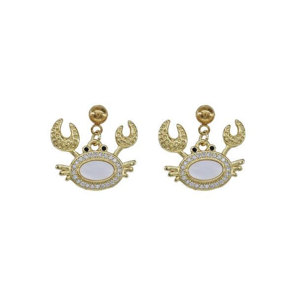 CZ CRAB STAINLESS STEEL POST EARRING