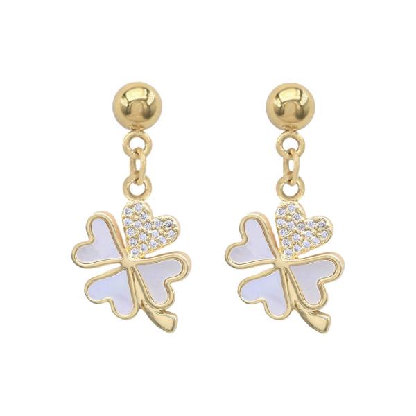 4 LEAF MOP PENDANT STAINLESS STEEL POST EARRING