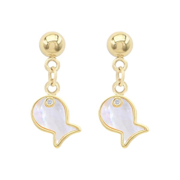 MOP FISH STAINLESS STEEL POST DANGLE EARRING