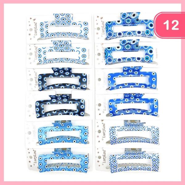 EVIL EYE DESIGN HAIR CLAW CLIP (12 UNITS)