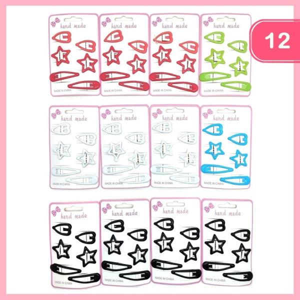 HEART STAR SNAP HAIR CLIP (12 UNITS)