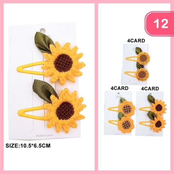 SUNFLOWER SNAP HAIR CLIP (12 UNITS)