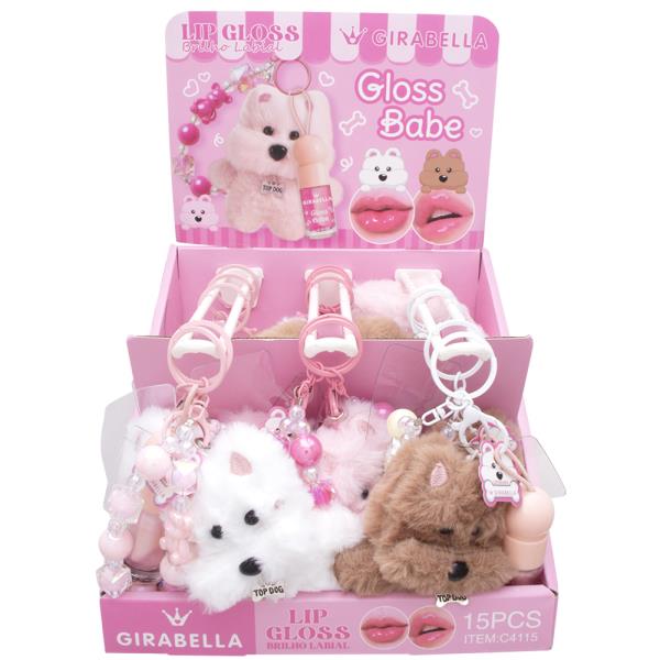 GIRABELLA GLOSS BABE LIP GLOSS W DOLL STRAP KEYCHAIN SET (15 UNITS)