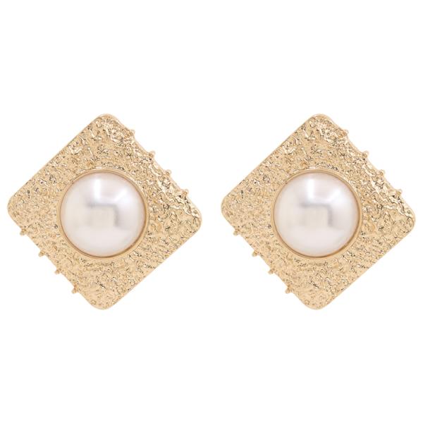 SQUARE TEXTURED PEARL EARRING