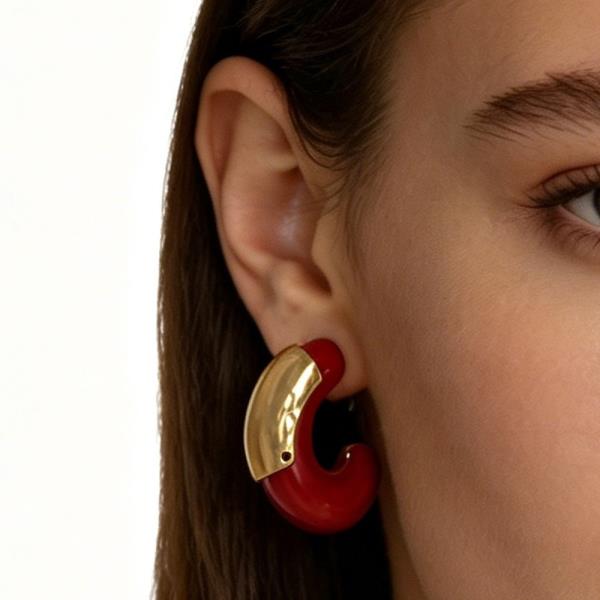 RESIN METAL HOOP EARRING