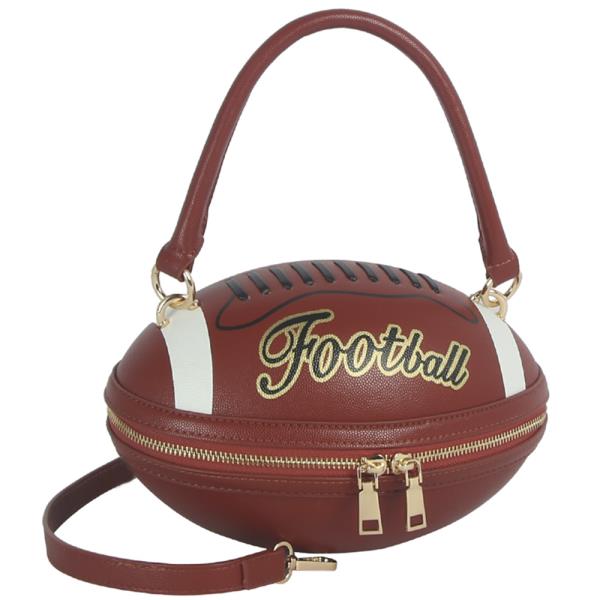FOOTBALL SHAPED DESIGN TOP HANDLE CROSSBODY BAG