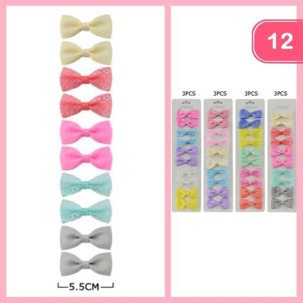 RIBBON HAIR BOWS (12 UNITS)