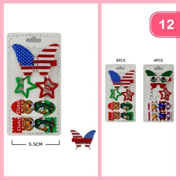 SOCCER PATRIOTIC HAIR CLIP (12 UNITS)