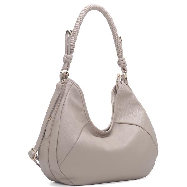 PLAIN TEXTURED CURVE SHOULDER HOBO BAG
