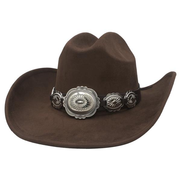 FLORETTE BANDED MICROSUEDE COWBOY HAT