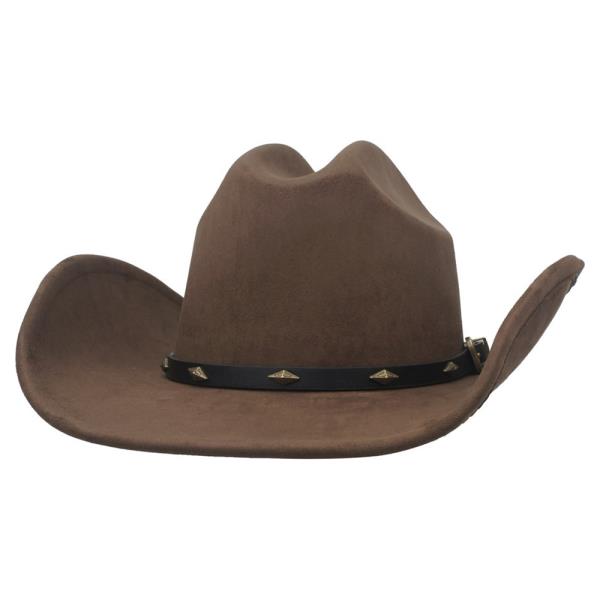 ETCHED DIAMOND & BUCKLE WESTERN MICROSUEDE COWBOY HAT