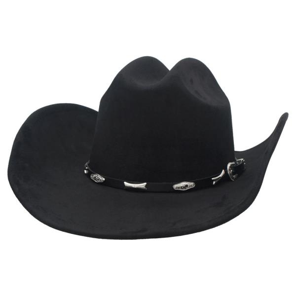 CONCHO ACCENT WESTERN BUCKLE BANDED MICROSUEDE COWBOY HAT