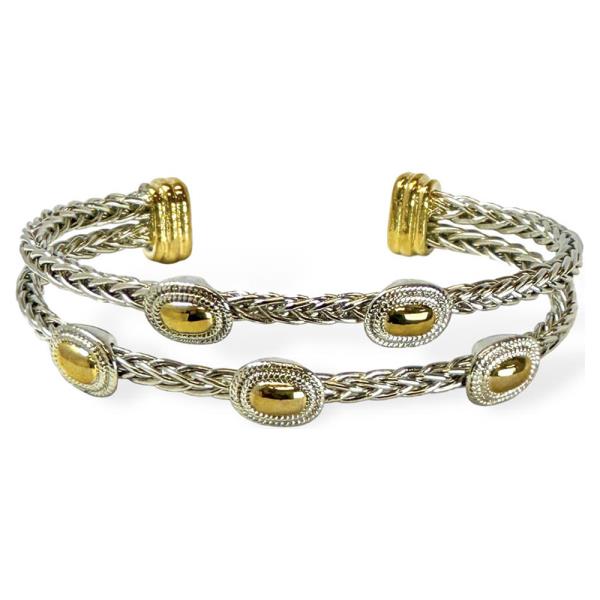 TWO TONE ROWS CUFF BRACELET