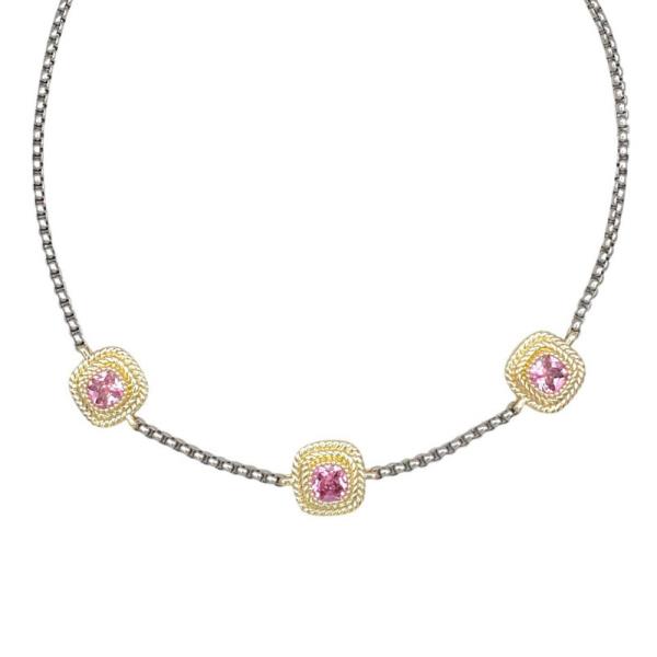 TWO TOWN ROSE CZ BOX NECKLACE