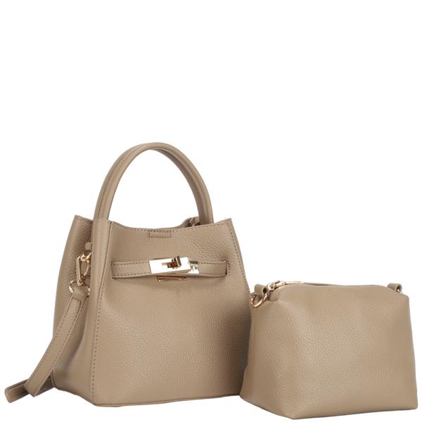 2IN1 TEXTURED MODERN DESIGN SATCHEL W POUCH SET