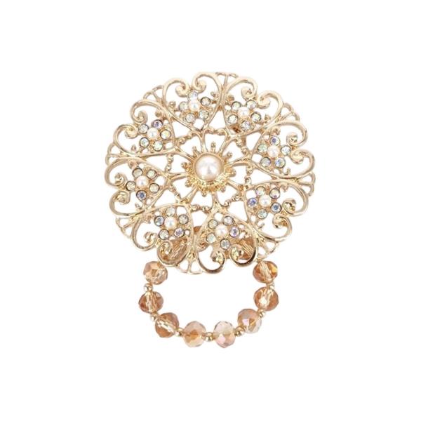 GLASS BEAD FLOWER BROOCH
