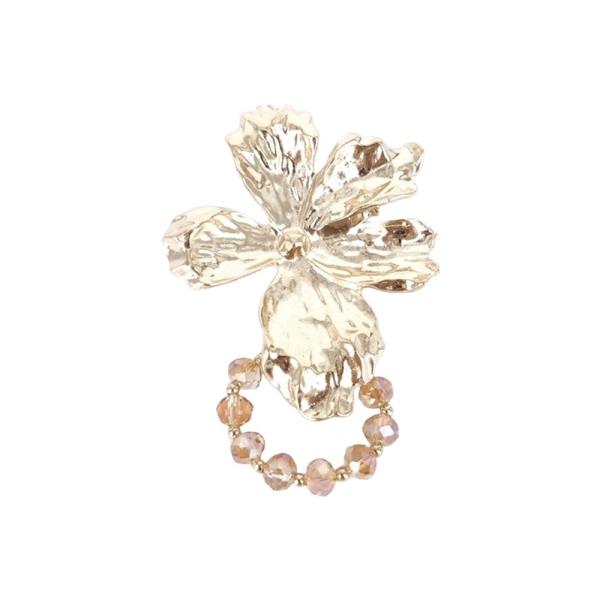 GLASS BEAD FLOWER BROOCH