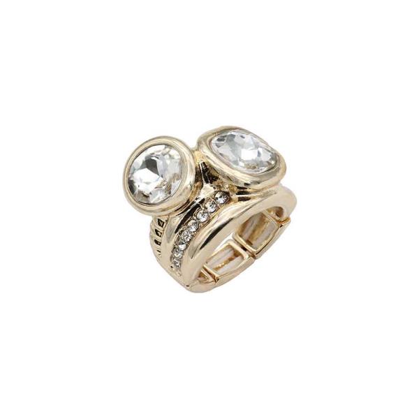 GOLD PLATED CRYSTAL STRETCH RING