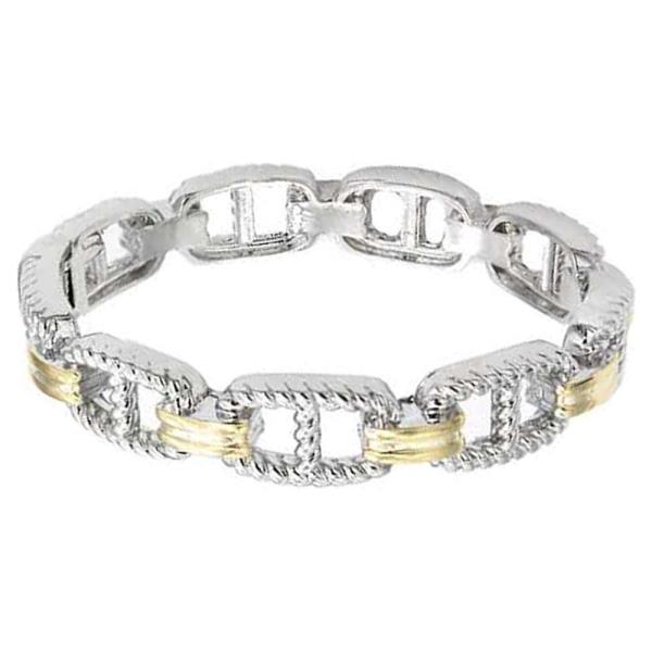 14K GOLD PLATED TWO TONE HINGED BANGLE BRACELET