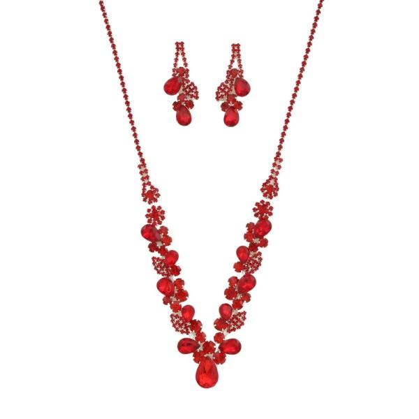 RHINESTONE NECKLACE EARRING SET