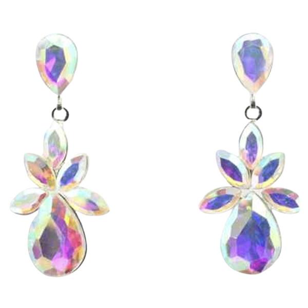 RHINESTONE FLOWER DROP EARRING