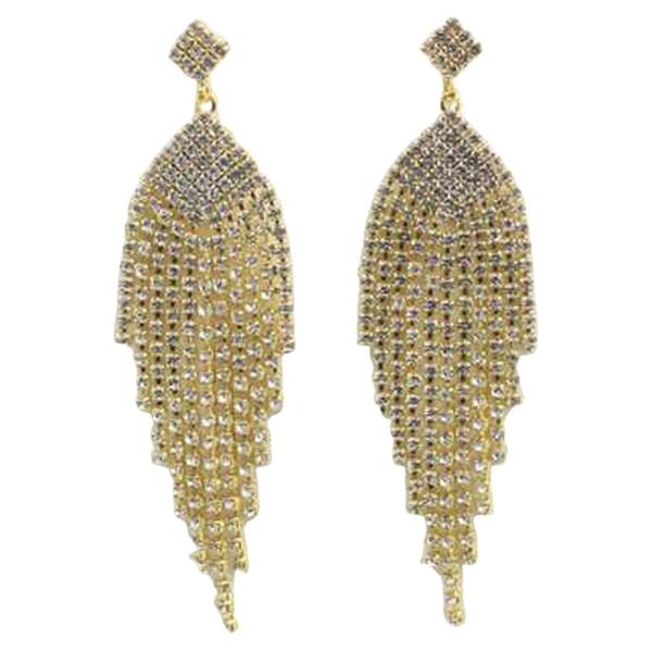 RHINESTONE FRINGE DANGLE EARRING