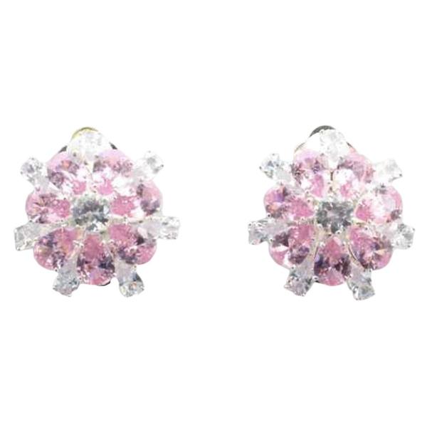 CZ STONE FLOWER CLIP ON EARRING