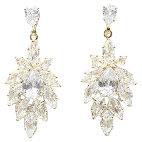 CZ STONE CLUSTER DROP EARRING
