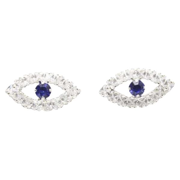 CZ STONE EVIL EYE STUD EARRING