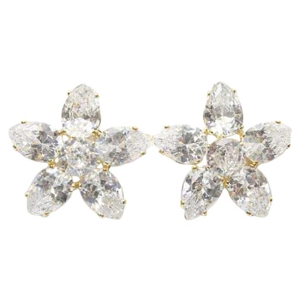 CZ STONE FLOWER STUD EARRING