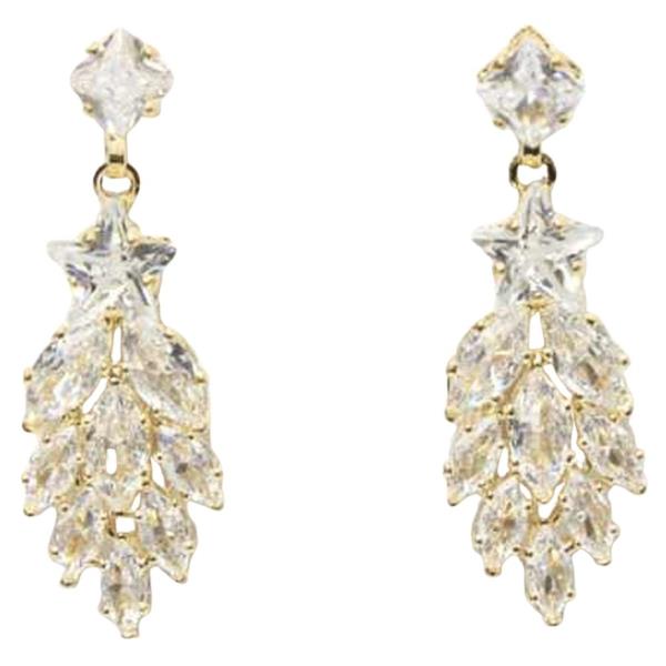 CZ STONE CLUSTER DROP EARRING