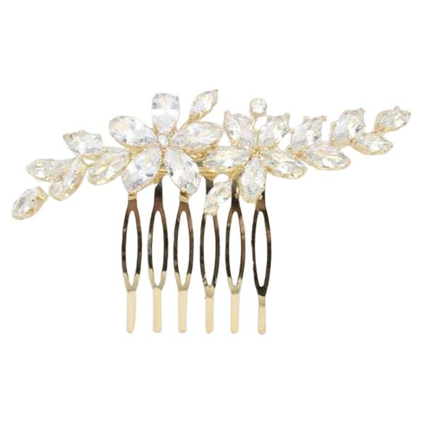 CZ STONE FLOWER HAIR COMB