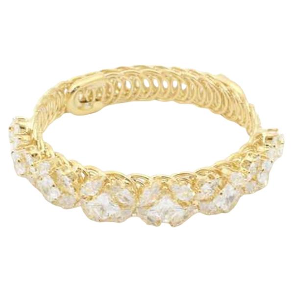 CZ STONE FLORAL WIRE BANGLE BRACELET