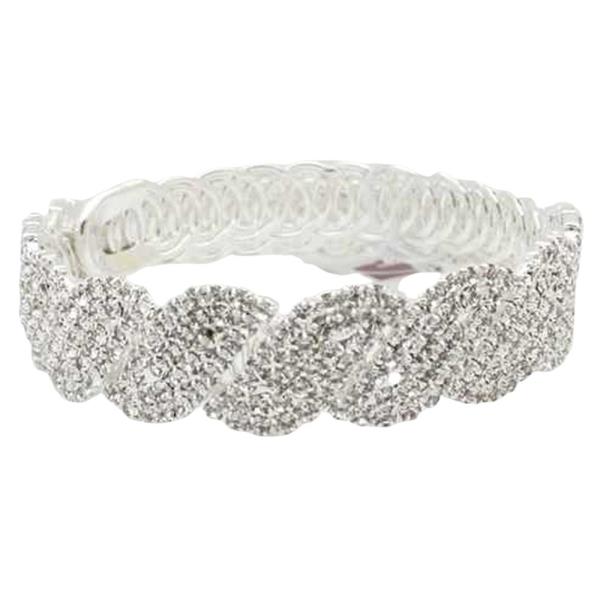 RHINESTONE WIDE WIRE BANGLE BRACELET
