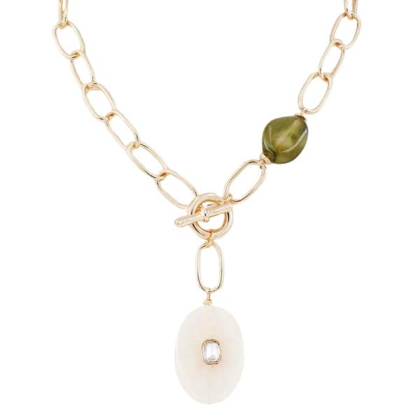 OVAL PENDANT LARIAT NECKLACE