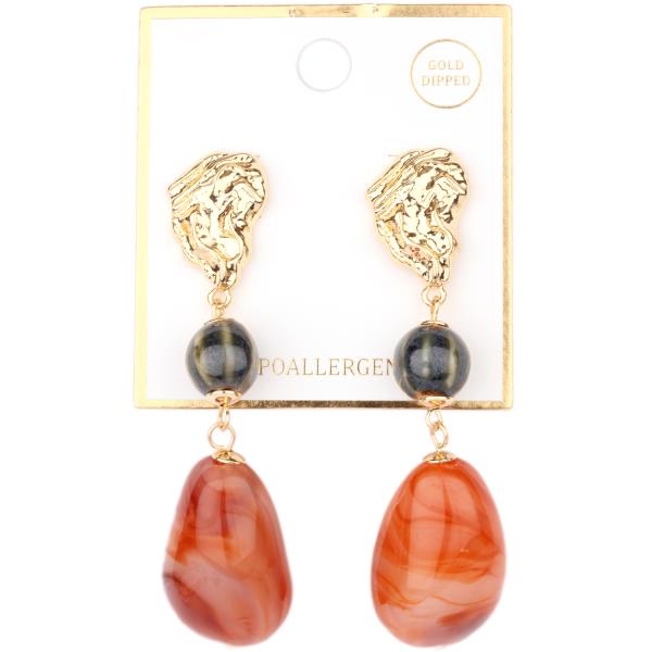 METAL MARBLE POST EARRING