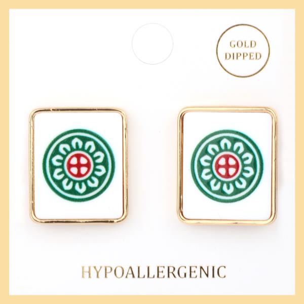 PLASTIC MAHJONG POST EARRING