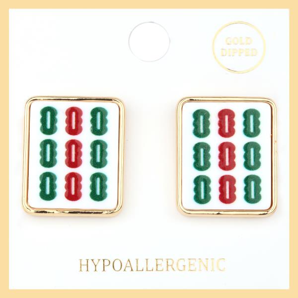 PLASTIC MAHJONG POST EARRING