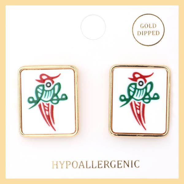 PLASTIC MAHJONG POST EARRING