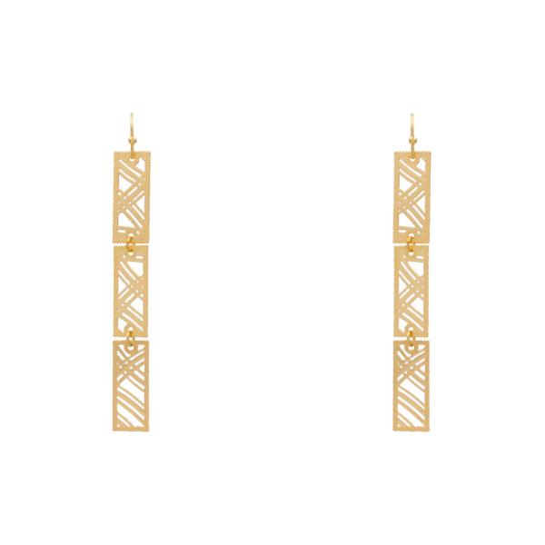 FLAT METAL LINEAR DROP EARRING