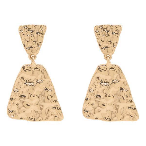 META TEXTURED TRIANGLE DROP EARRING