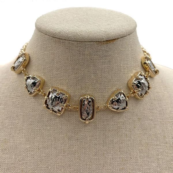RHINESTONE STONE CHAIN NECKLACE