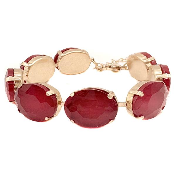 GOLD BLACK CRYSTAL OVAL STONE BRACELET