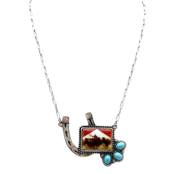 WESTERN PORTRAIT TQ HORSESHOE  NECKLACE