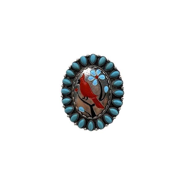 WESTERN CARDINAL PORTRAIT PLATE TQ  CUFF RING