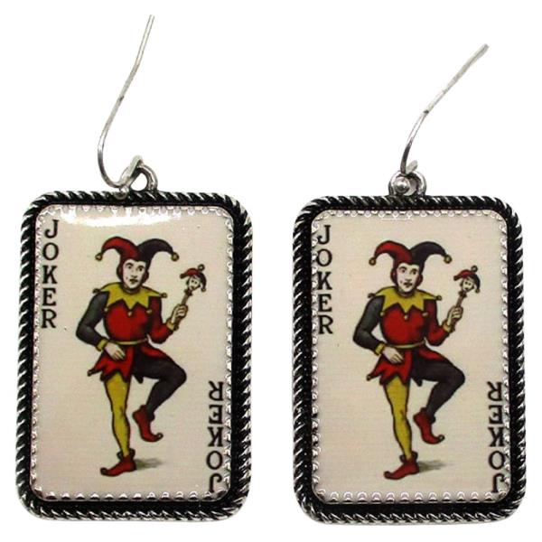 WESTERN VINTAGE JOKER CARD EARRING