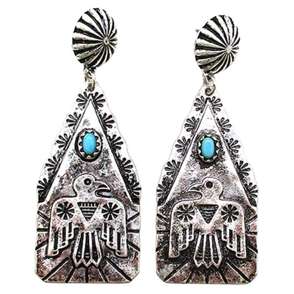 WESTERN HAMMERED TQ DANGLE EARRING