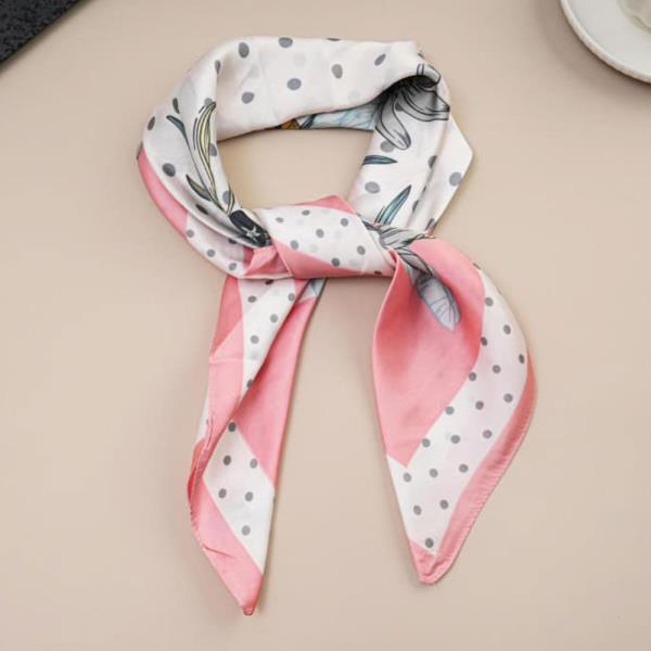 POLKA DOT SILKY BANDANA SQUARE NECK SCARF